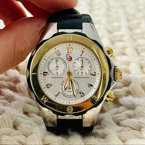 Black Tahitan Jelly Bean Michele Watch & Original Box!